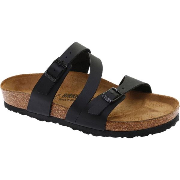 Birkenstock-Women's Salina Strappy Slide Black Birko-Flor