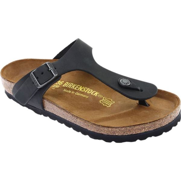 Birkenstock-Women's Gizeh Thong Sandal Black Oiled Leather