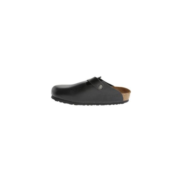 Birkenstock-Women's Boston Amalfi Leather Soft Footbed Clog Black Amalfi Leather