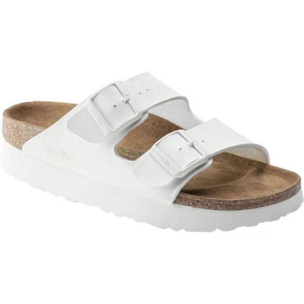 Birkenstock-Women's Papillio Arizona Platform Vegan Two Strap Slide White Birko-Flor