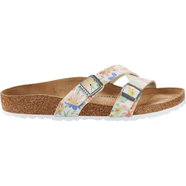 Birkenstock-Women's Yao Birko-Flor Slide Supernatural Flower White Birko-Flor