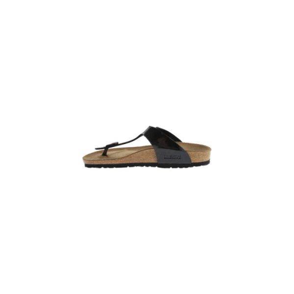 Birkenstock-Women's Gizeh Birko Flor Thong Sandal Black Patent Birko Flor
