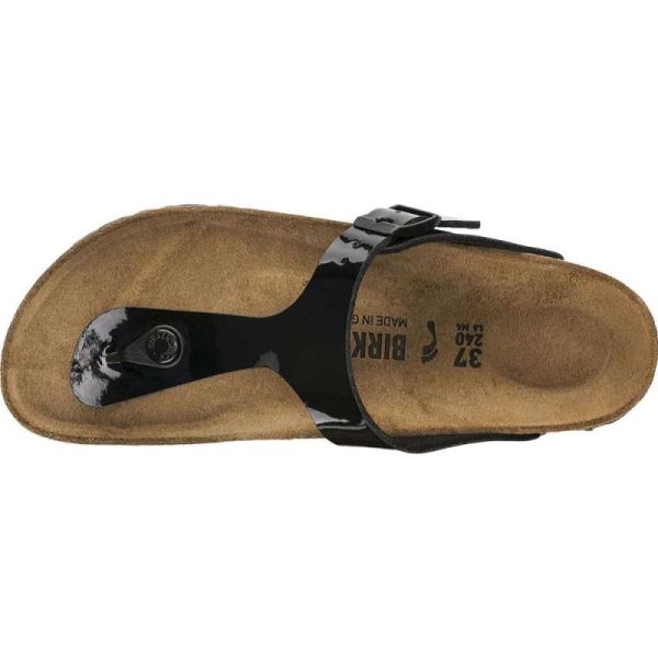 Birkenstock-Women's Gizeh Birko Flor Thong Sandal Black Patent Birko Flor