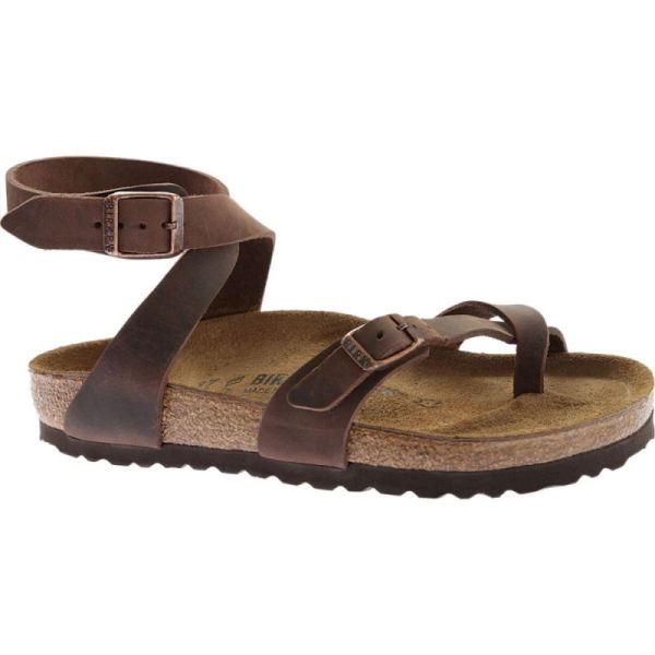 Birkenstock-Women's Yara Oil Leather Toe Loop Sandal Habana Oiled Leather