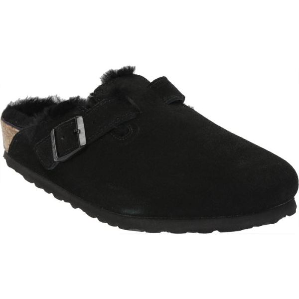 Birkenstock-Men's Boston Shearling Clog Black/Black Suede