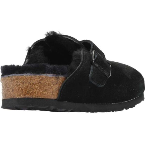 Birkenstock-Men's Boston Shearling Clog Black/Black Suede