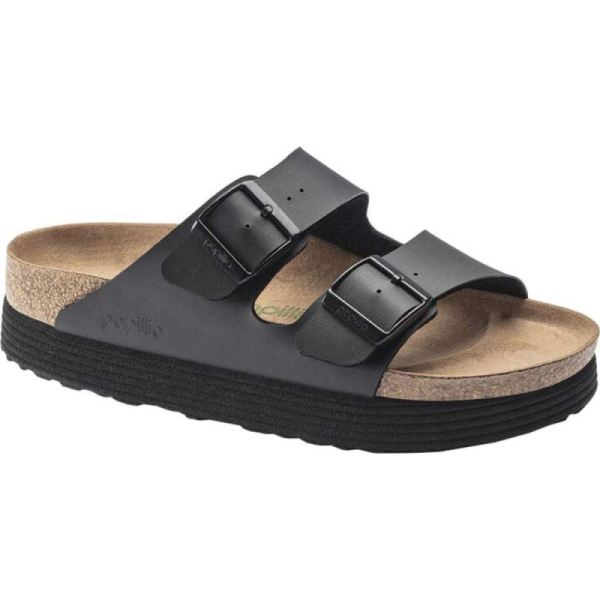 Birkenstock-Women's Arizona Platform Vegan Slide Black Birko-Flor