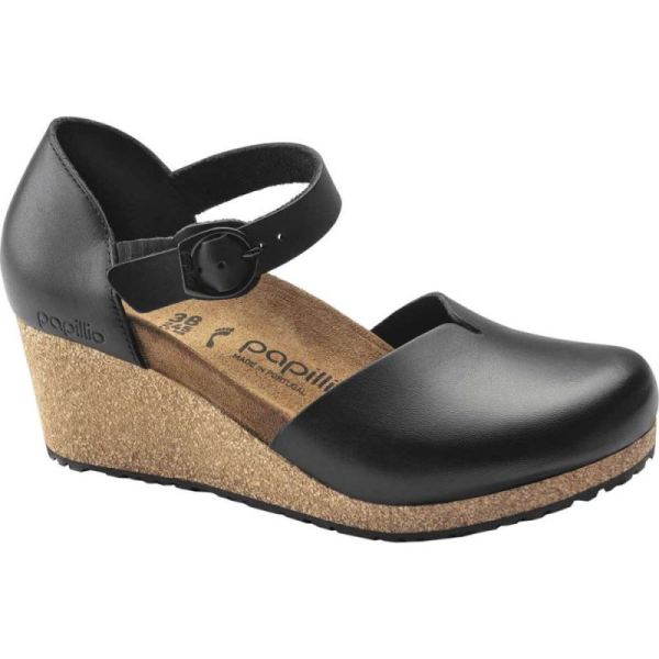 Birkenstock-Women's Papillio Mary Wedge Closed Toe Sandal Black Leather 2