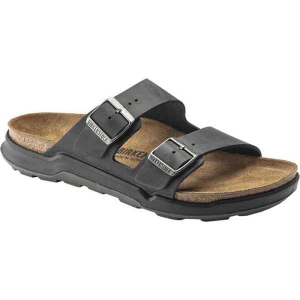 Birkenstock-Men's Arizona CT Slide Black Oiled Nubuck Leather