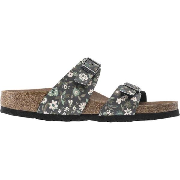 Birkenstock-Women's Sydney Vegan Slide Magical Flower Dark Teal Birko-Flor