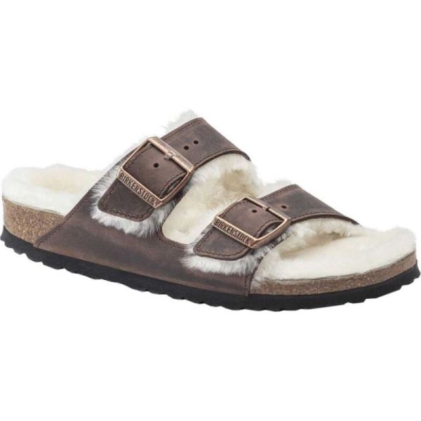 Birkenstock-Men's Arizona Shearling Slide Habana/Natural Oiled Leather/Shearling