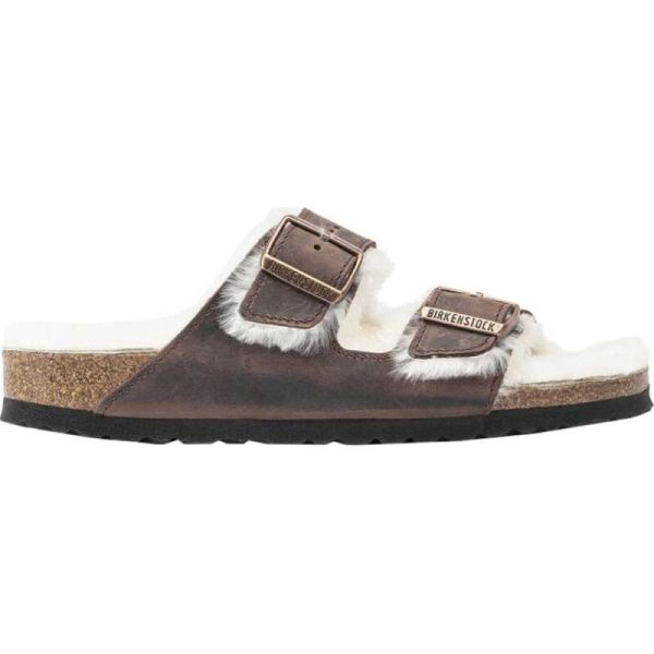 Birkenstock-Men's Arizona Shearling Slide Habana/Natural Oiled Leather/Shearling