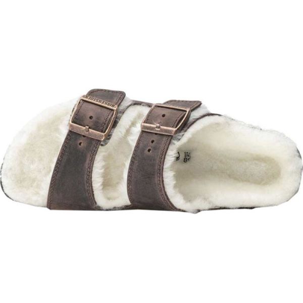 Birkenstock-Men's Arizona Shearling Slide Habana/Natural Oiled Leather/Shearling