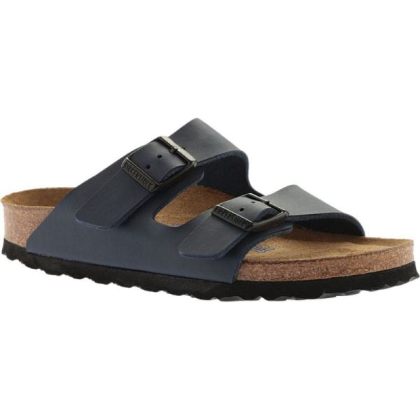 Birkenstock-Men's Arizona Soft Footbed Birko-Flor Slide Navy Birko-Flor