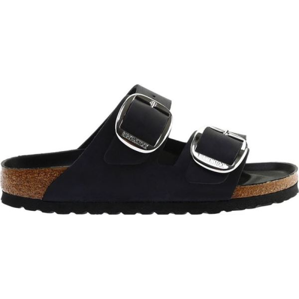 Birkenstock-Women's Arizona Big Buckle Oiled Leather Slide Black Oiled Leather