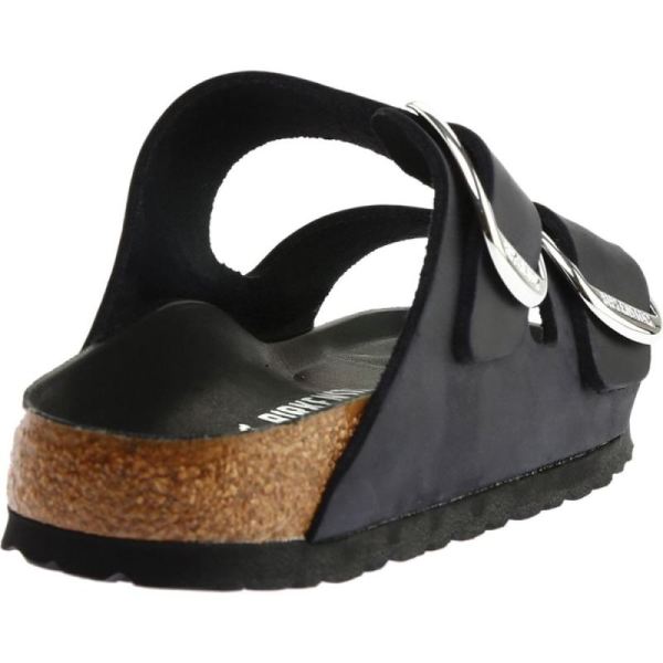 Birkenstock-Women's Arizona Big Buckle Oiled Leather Slide Black Oiled Leather