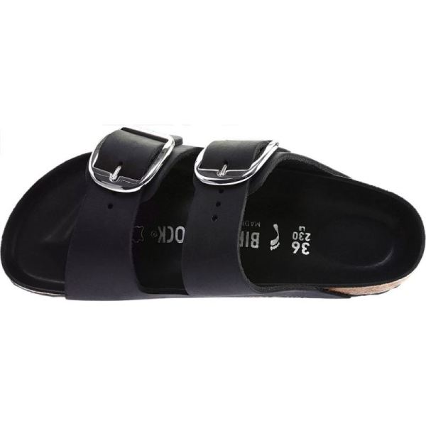Birkenstock-Women's Arizona Big Buckle Oiled Leather Slide Black Oiled Leather
