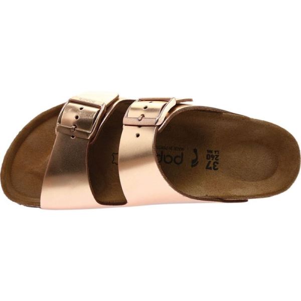 Birkenstock-Women's Papillio Arizona Platform Slide Metallic Copper Leather