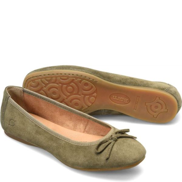 Born | For Women Brin Flats - Army Suede (Green)