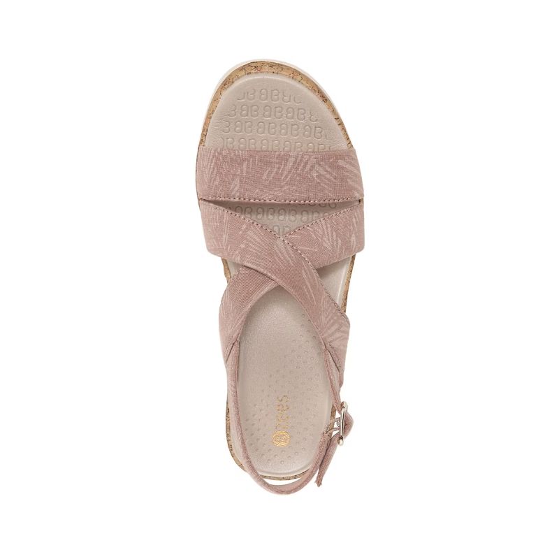 Bzees Women's Radiant Wedge Sandal-Brown Palm Fabric | New Arrivals