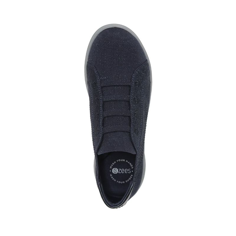 Bzees Women's Golden Knit Slip On Sneaker-Metallic Navy Blazer | New Arrivals