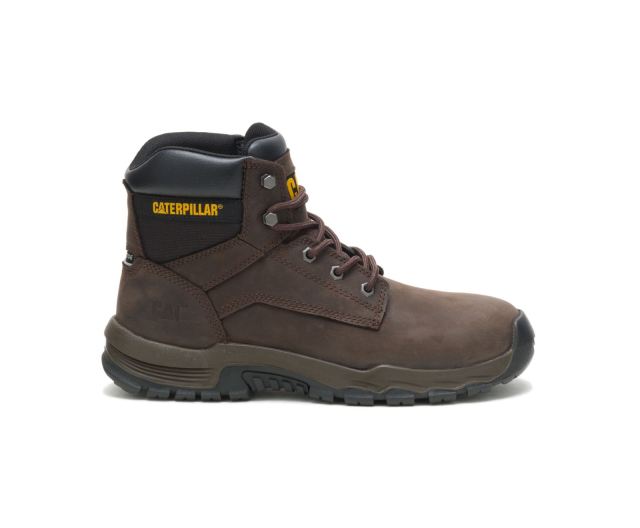 Cat Footwear | Upholder Waterproof Steel Toe Work Boot Dark Chocolate