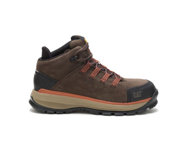 Cat Footwear | Utilize Waterproof Alloy Toe Work Boot Dark Bitter Chocolate