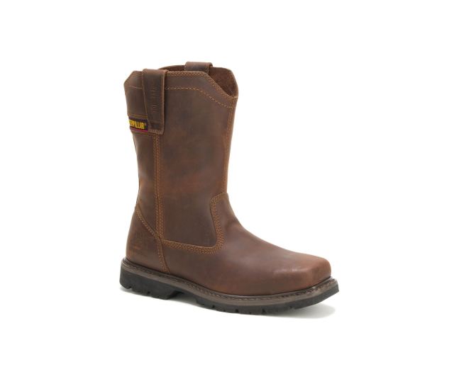 Cat Footwear | Wellston Pull On Steel Toe Work Boot Dark Brown