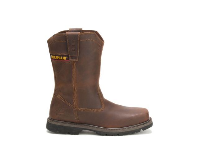 Cat Footwear | Wellston Pull On Steel Toe Work Boot Dark Brown