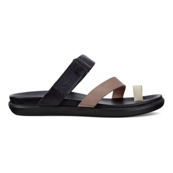 ECCO SHOES -SIMPIL SANDAL FLAT WOMEN'S TOE-LOOP SANDAL-LIMESTONE/WOODROSE/BLACK