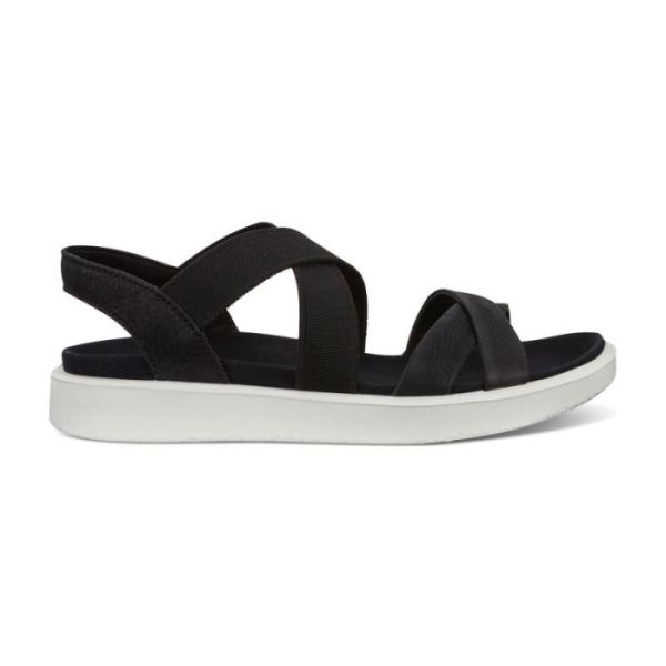 ECCO SHOES -FLOWT WOMEN'S FLAT STRAPPY SANDALS-BLACK