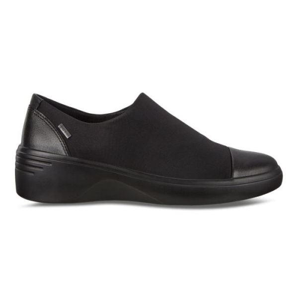 ECCO SHOES -SOFT 7 WOMEN'S WEDGE GTX SLIP ON-BLACK/BLACK
