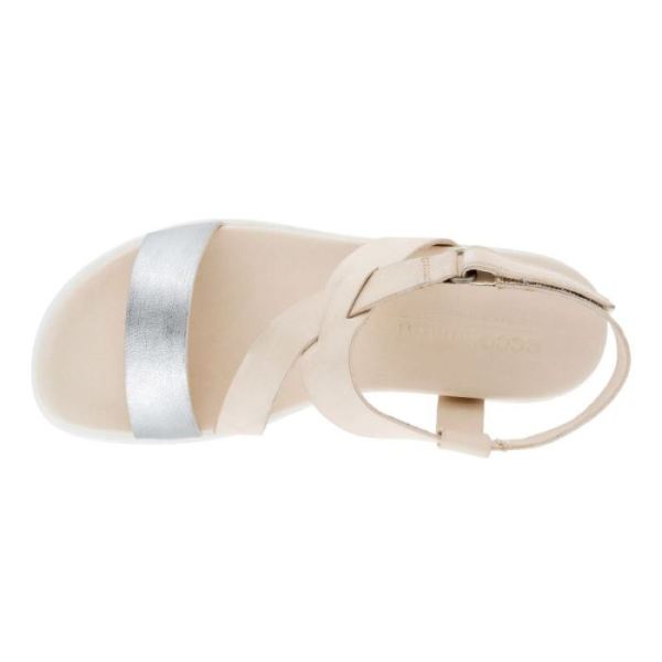 ECCO SHOES -SIMPIL SANDAL FLAT WOMEN'S SANDAL-ALUSILVER/LIMESTONE