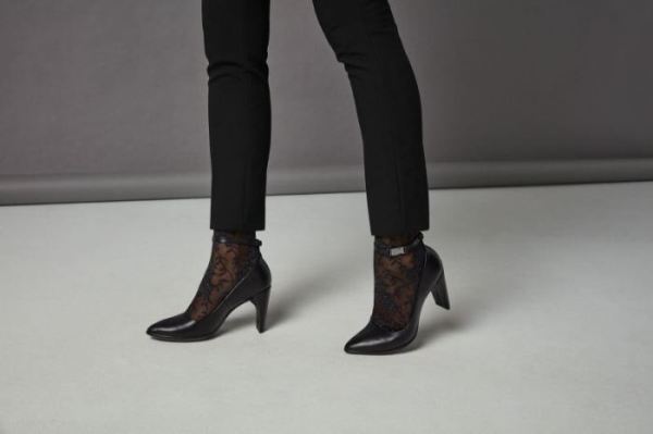 ECCO SHOES -SHAPE 75 WOMEN'S POINTY SLEEK 2.0 ANKLE STRAP HEELS-BLACK