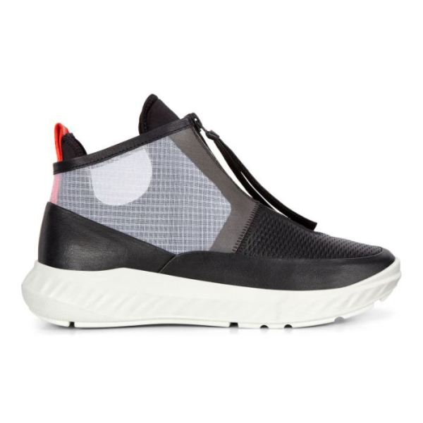 ECCO SHOES -ST.1 LITE WOMEN'S ZIP HIGH-TOP SNEAKERS-BLACK