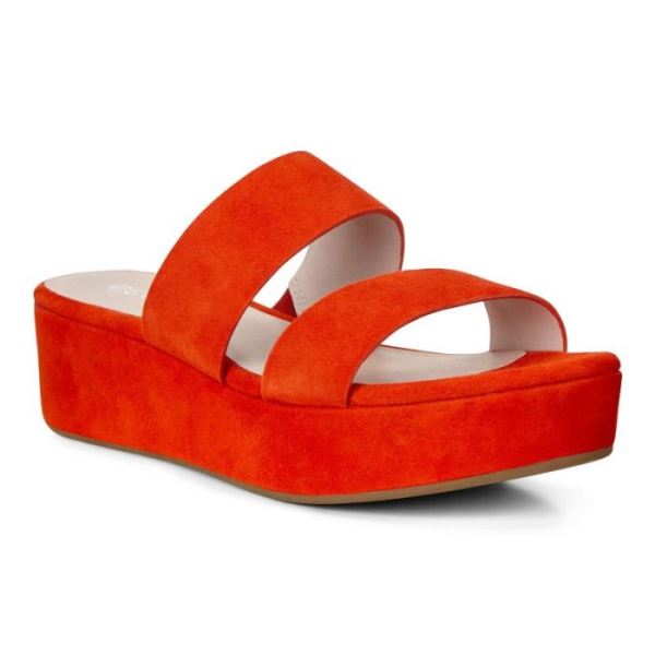 ECCO SHOES -ELEVATE PLATEAU FLAT WOMEN'S SANDALS-FIRE