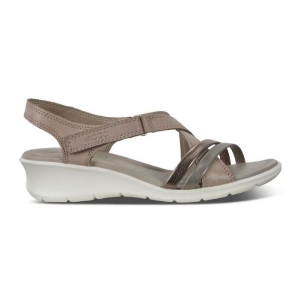 ECCO SHOES -WOMEN'S FELICIA SANDAL-STONE METALLIC/MOON ROCK