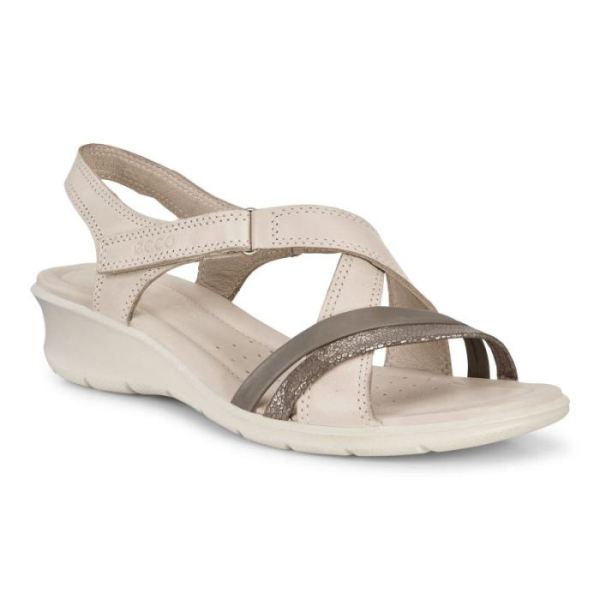 ECCO SHOES -WOMEN'S FELICIA SANDAL-STONE METALLIC/MOON ROCK