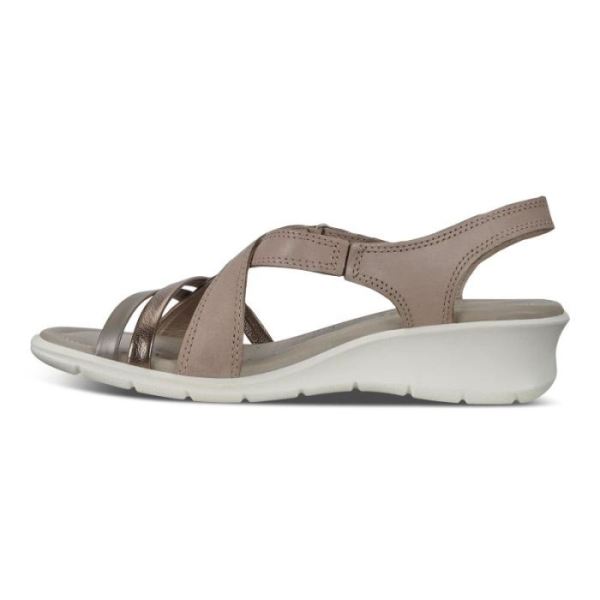 ECCO SHOES -WOMEN'S FELICIA SANDAL-STONE METALLIC/MOON ROCK