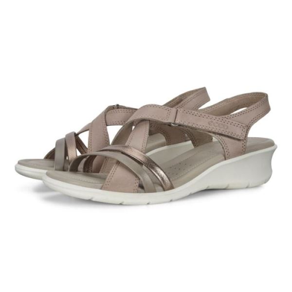 ECCO SHOES -WOMEN'S FELICIA SANDAL-STONE METALLIC/MOON ROCK