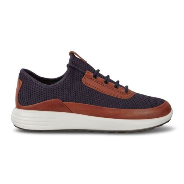 ECCO SHOES -SOFT 7 RUNNER MEN'S MESH SNEAKERS-AMBER/MARINE