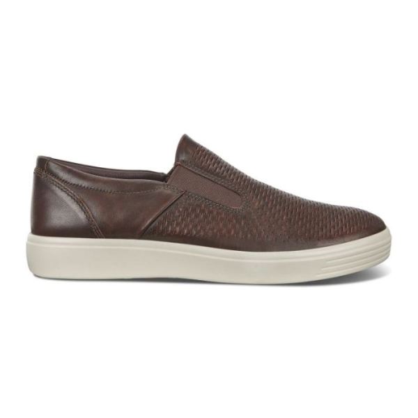 ECCO SHOES -SOFT 7 MEN'S SLIP-ON SNEAKERS-COGNAC