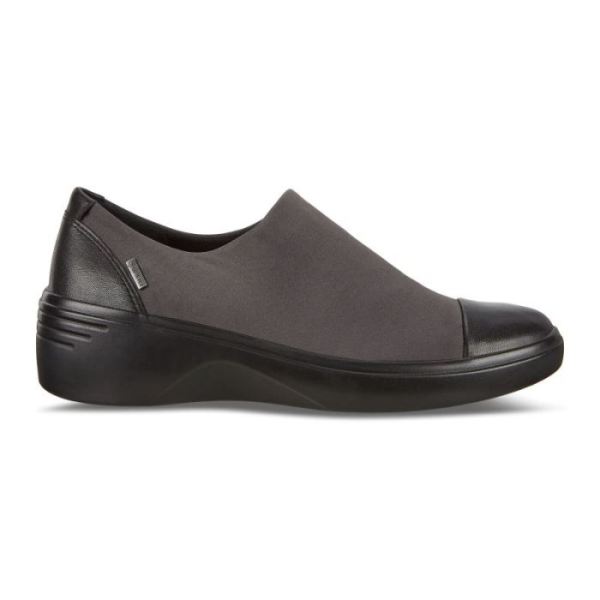 ECCO SHOES -SOFT 7 WOMEN'S WEDGE GTX SLIP ON-BLACK/MAGNET