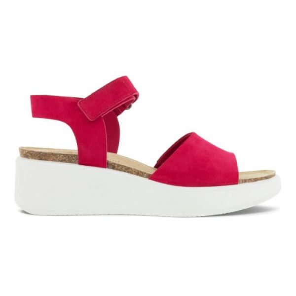 ECCO SHOES -FLOWT WOMEN'S WEDGE CORK SANDAL-DAHLIA