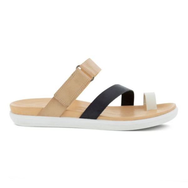 ECCO SHOES -SIMPIL SANDAL FLAT WOMEN'S TOE-LOOP SANDAL-SHADOW WHITE/BLACK/POWDER
