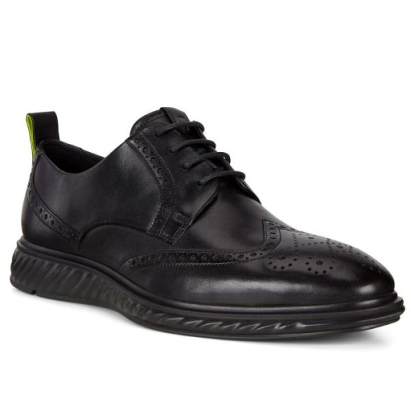 ECCO SHOES -ST.1 HYBRID LITE WINGTIP BROGUE SHOES-BLACK