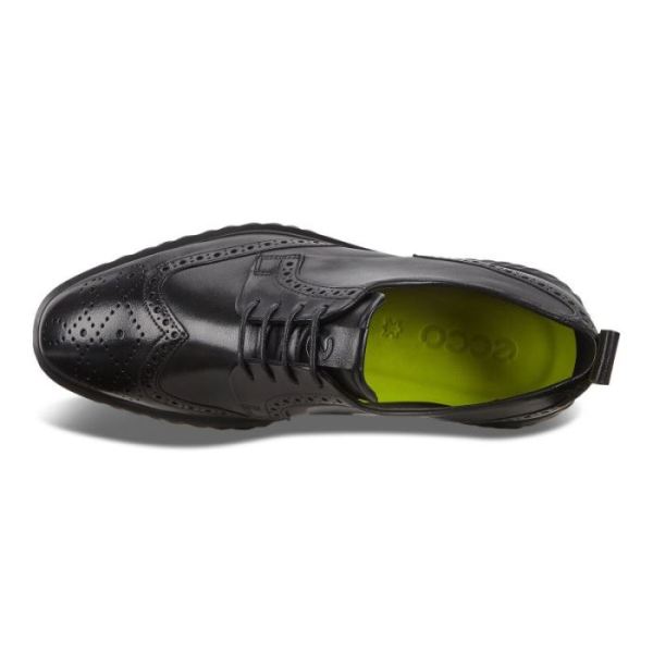 ECCO SHOES -ST.1 HYBRID LITE WINGTIP BROGUE SHOES-BLACK
