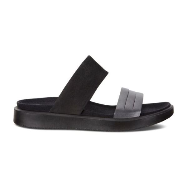 ECCO SHOES -FLOWT W FLAT SANDAL-BLACK DARK SHADOW METALLIC/BLACK