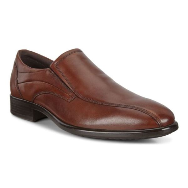 ECCO SHOES -CITYTRAY MEN'S BIKE TOE SLIP-ON-COGNAC