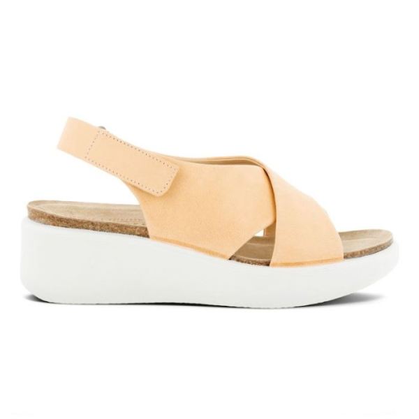 ECCO SHOES -FLOWT WEDGE CORK WOMEN'S SANDAL-NATURAL NUDE M1